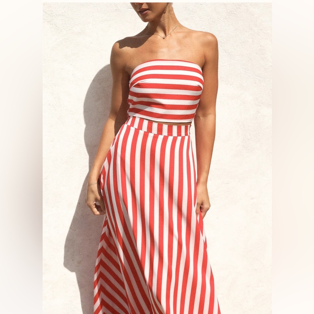 Petal and Pup Elijah Set - Red White Stripe Size M Two Piece Set - Picture 2 of 13